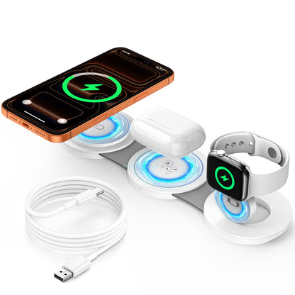 3-in-1 Wireless Charging Station for iPhone, 15W Fast Charger Stand for iPhone 16/15/14/13/12 Pro Max, Compatible with AirPods 3/2/Pro and Apple Watch Series 9/8/7/6/SE/5/4